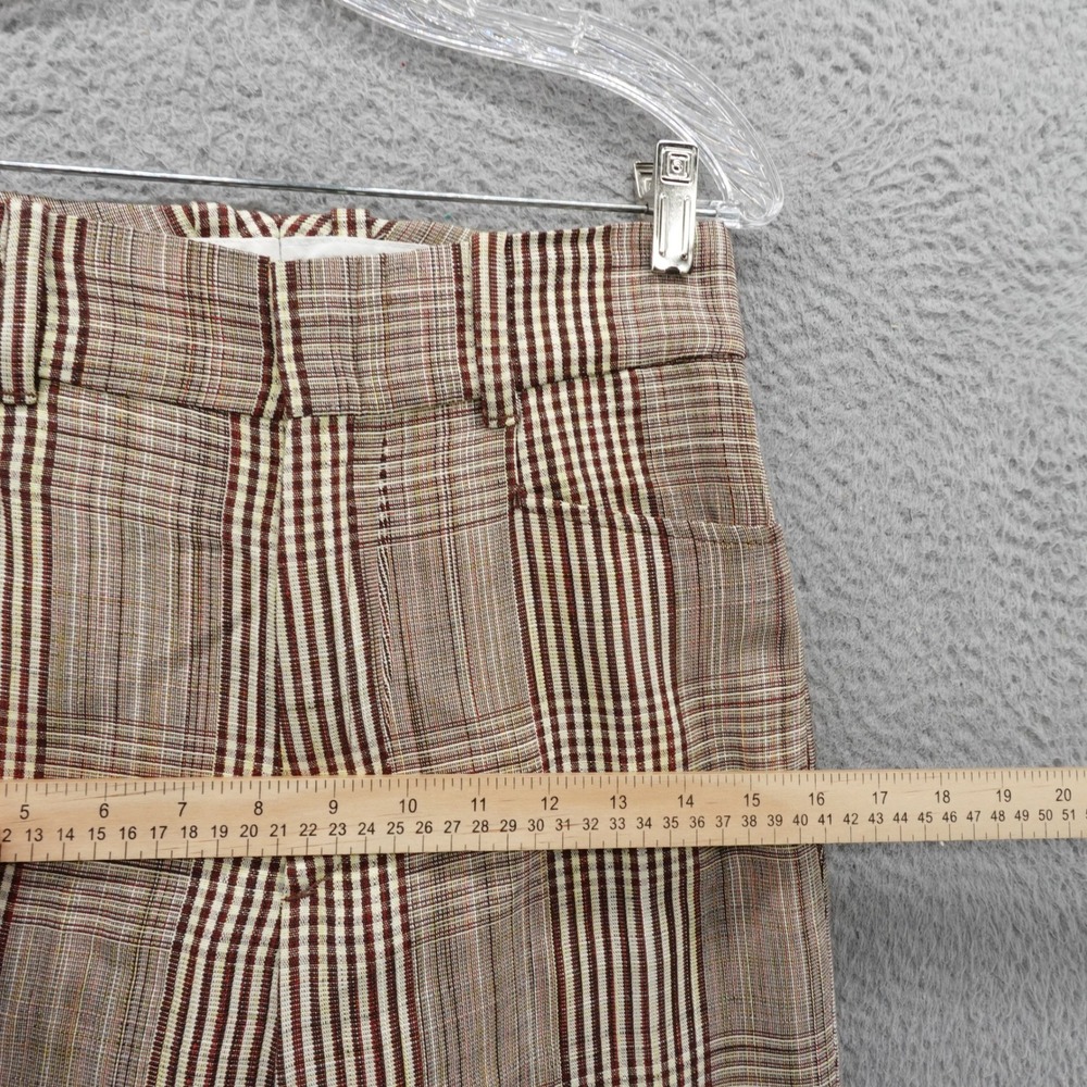 RE/DONE Plaid Print Straight Leg Pants Size 24 Red Ivory‎ Womens High Rise - Picture 7 of 16
